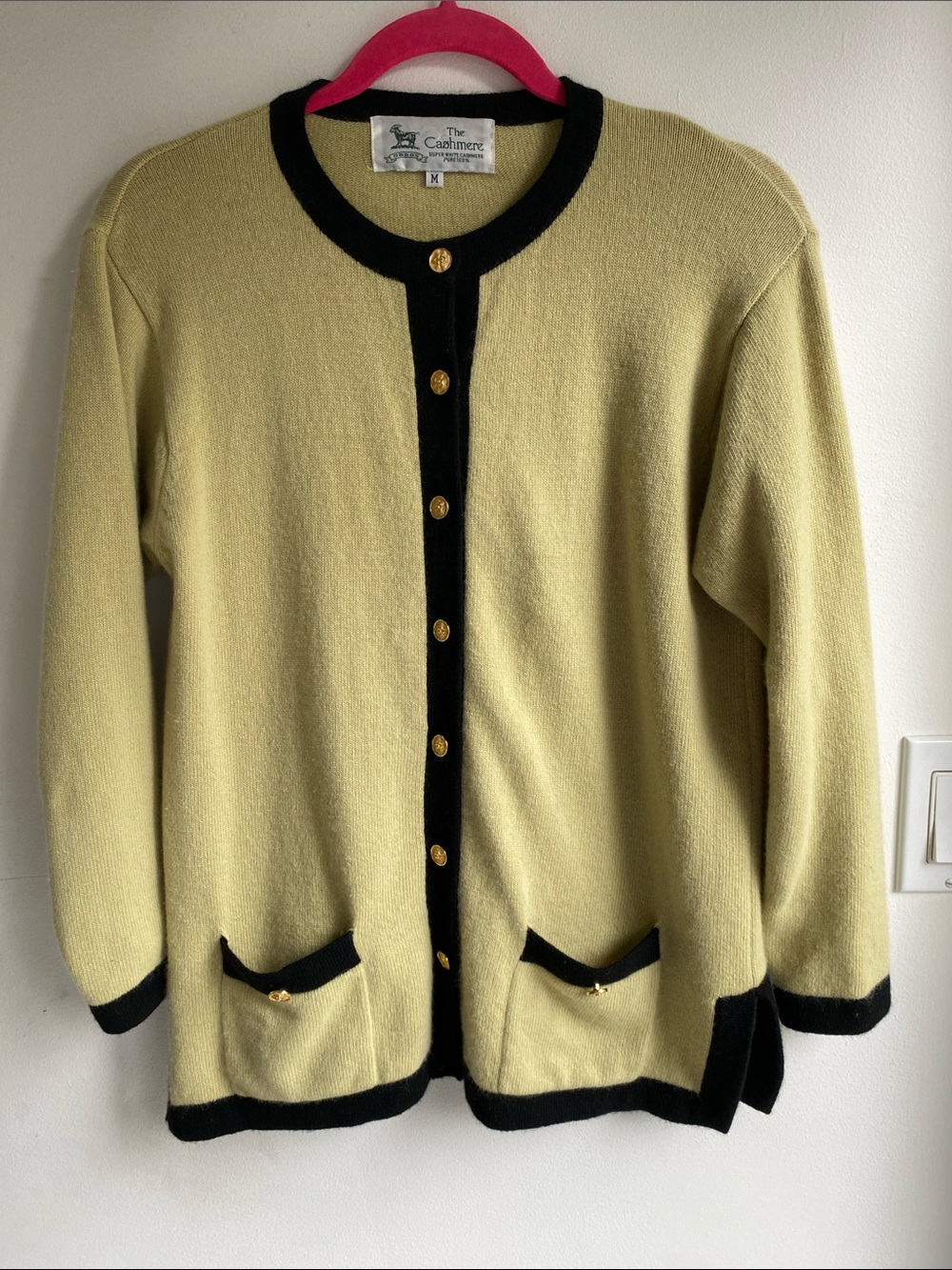 Ordos Super White 100% Cashmere Green Sweater Cardigan Med